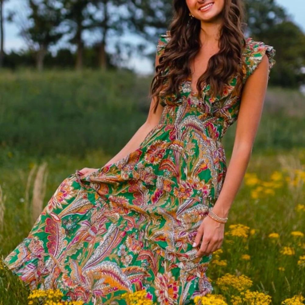 House of Harlow Floral Green Maxi Dress